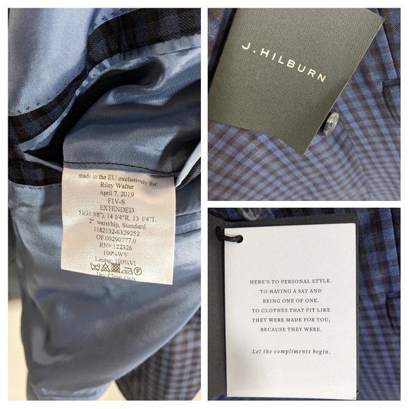 Mens Blue Plaid Blazer 51 Virgin Wool J Hilburn New with Tags - Picture 12 of 13